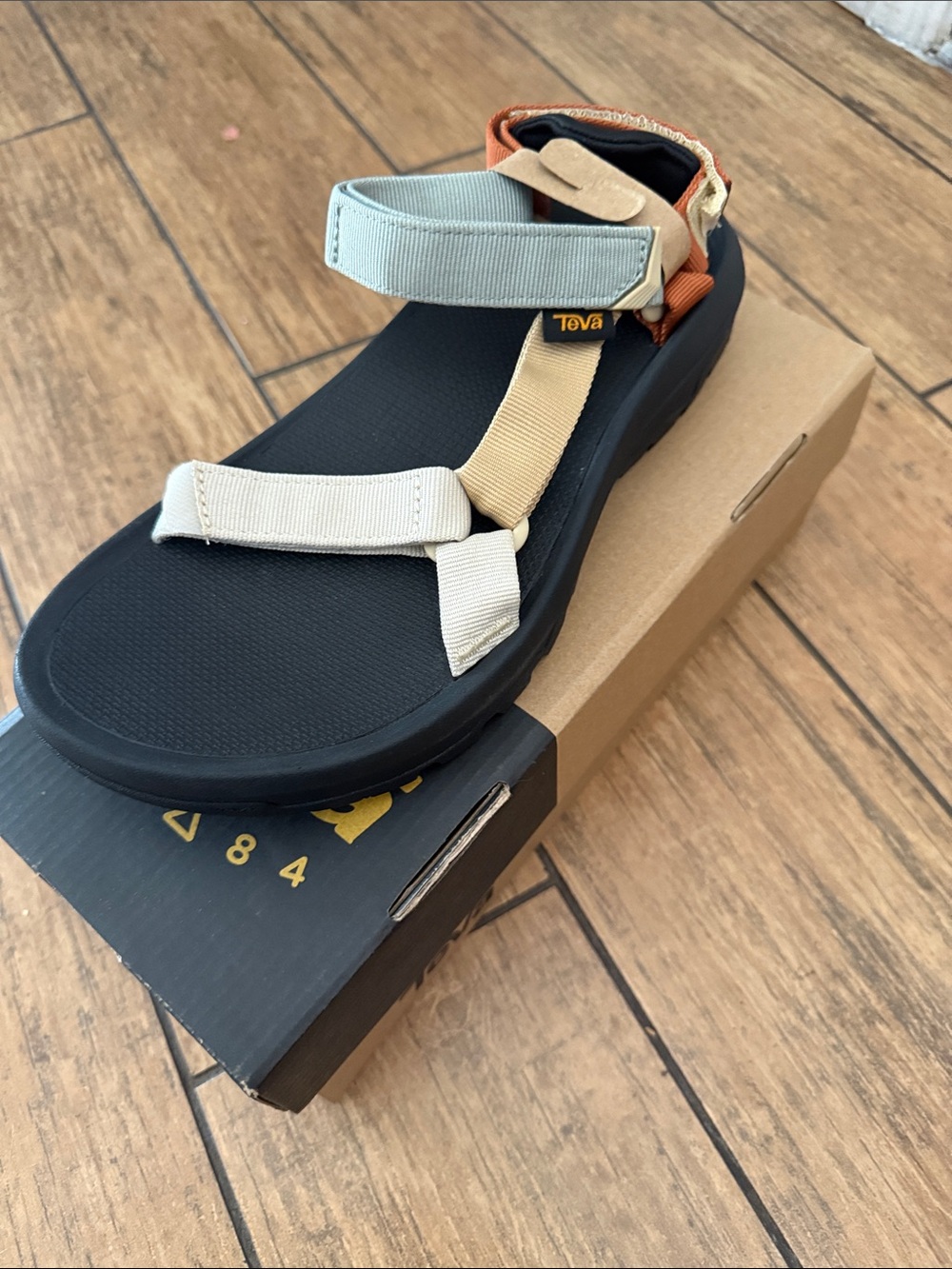 Teva Sport Sandal in Black with Light Gray, Beige and Rust Straps